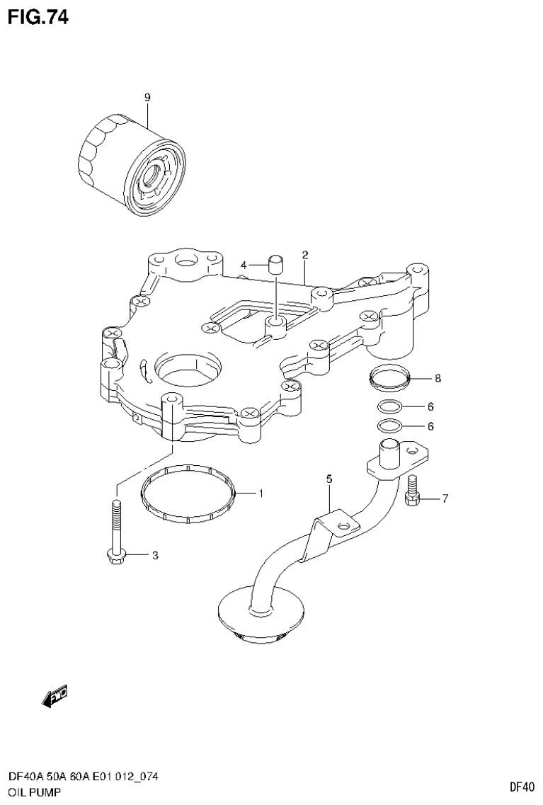 Suzuki DF40AST, DF50A, DF50ATH OIL PUMP parts diagram